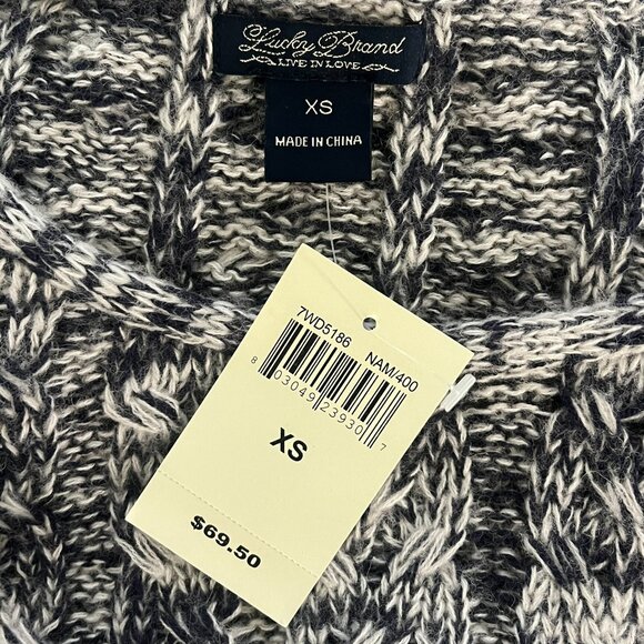 Lucky Brand Pullover Wool Blend Cable Knit Sweater XS Blue Gray Roll Neck - Picture 8 of 14